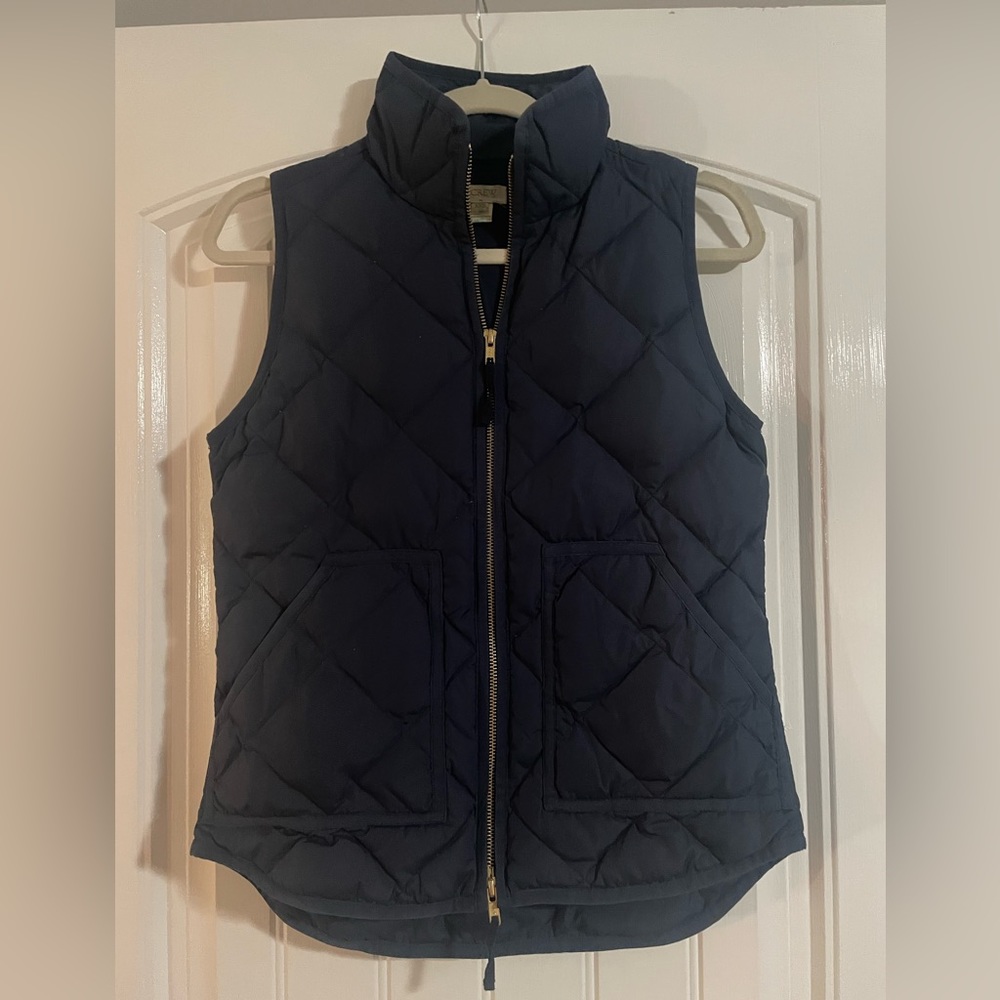 J. Crew Women’s Quilted Down Puffer Vest J Crew Navy Blue Size XXS